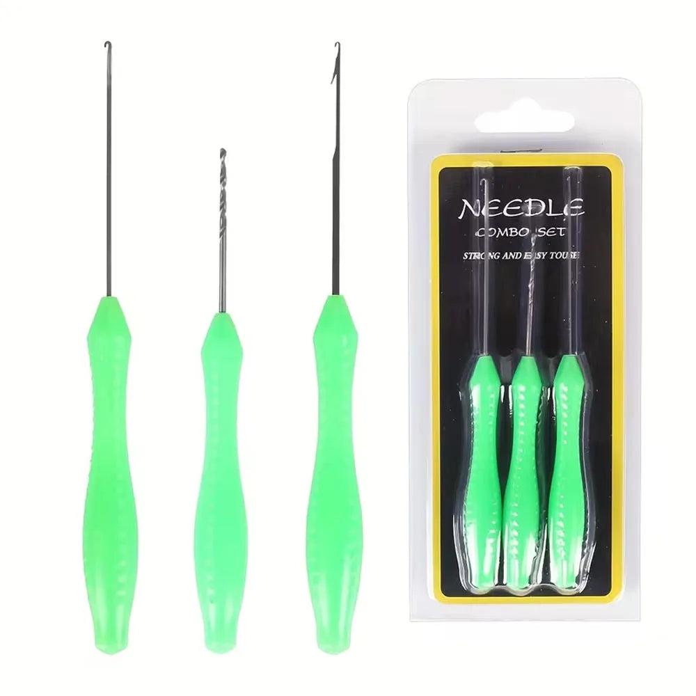 Bait Needle, High Carbon Steel 2/3/4Pcs Set Fishing Bait Needle Tool Set, Drilling Hook Needle for Making Rigs Quake 3Pcs1Set