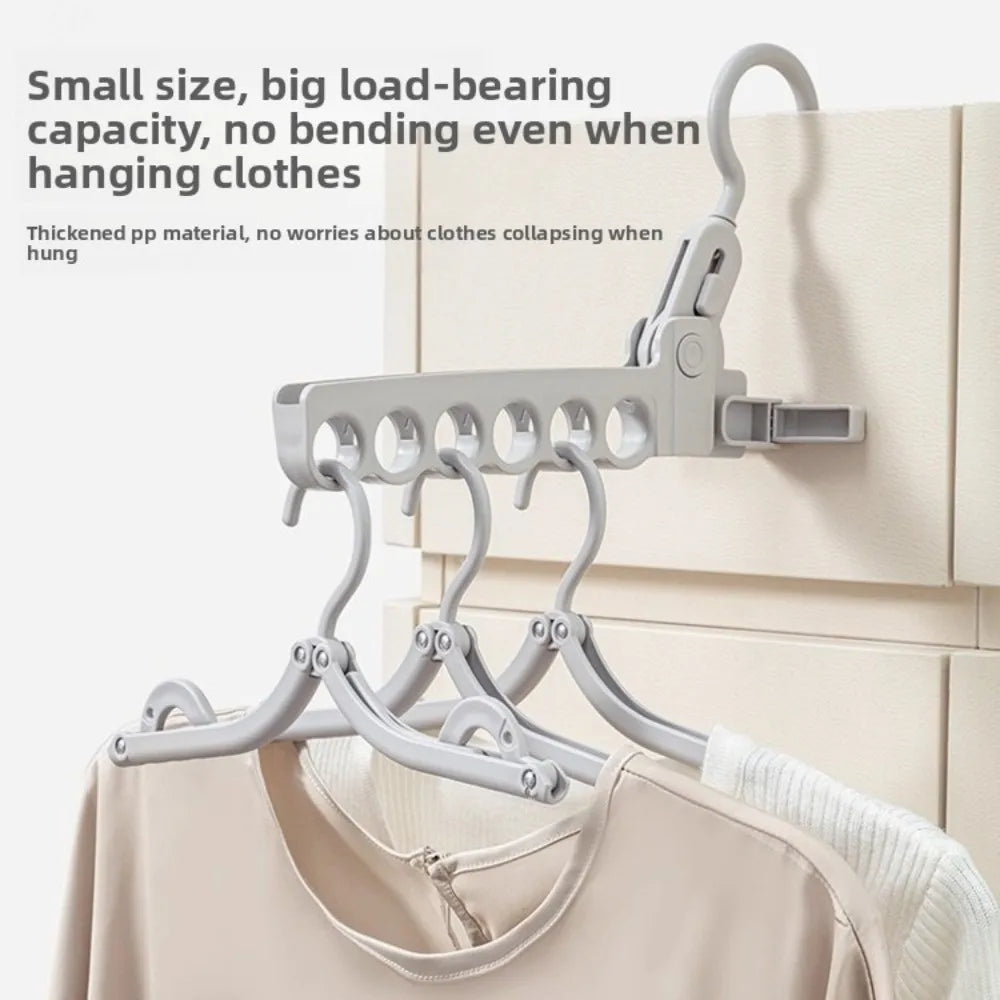 New 6 Hole Clothes Hanger Foldable Plastic Clothing Organizer Lightweight Space Saving Jacket Drying Rack for Outdoor Travel Quake