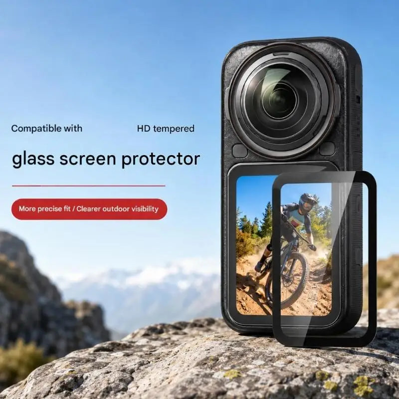 Camera Screen Protector for X6, Screen Tempered Glass Film Black Border Frame with Install Tool Set K1KF Quake