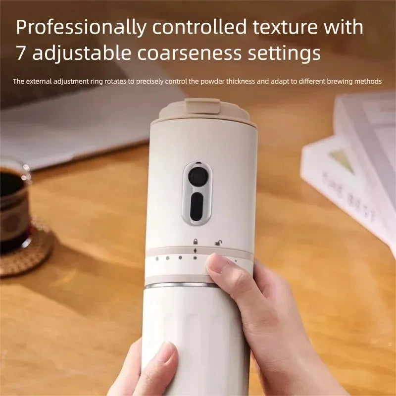 All-in-One Coffee Maker Travel-Friendly Handheld Espresso Machine with Built-in Grinder Mini Pour over Cup for Home And Outdoor Quake