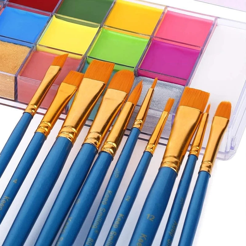 20 Colors Face Body Oil Painting Paint Pigment Non Toxic Safe Kids Flash Tattoo Painting with Brush Art Halloween Cosplay Party Quake