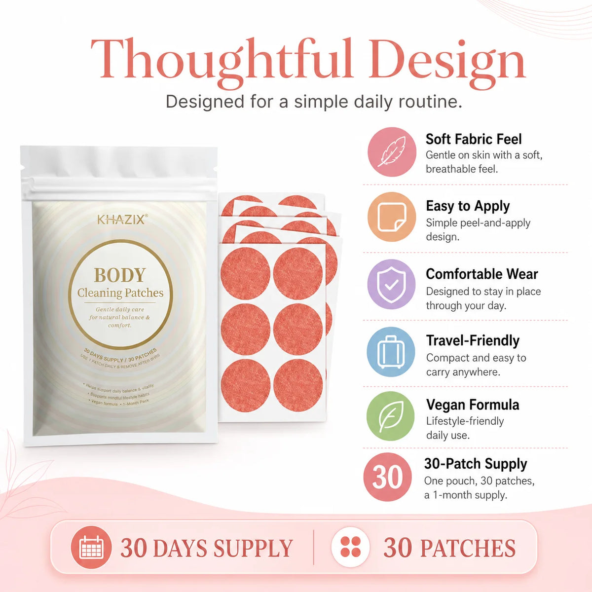 30Pcs Energy Patches Natural Ingredients Vegan Friendly Daily Energy Boost Patch Portable Body Stickers for Work Travel Sports Quake