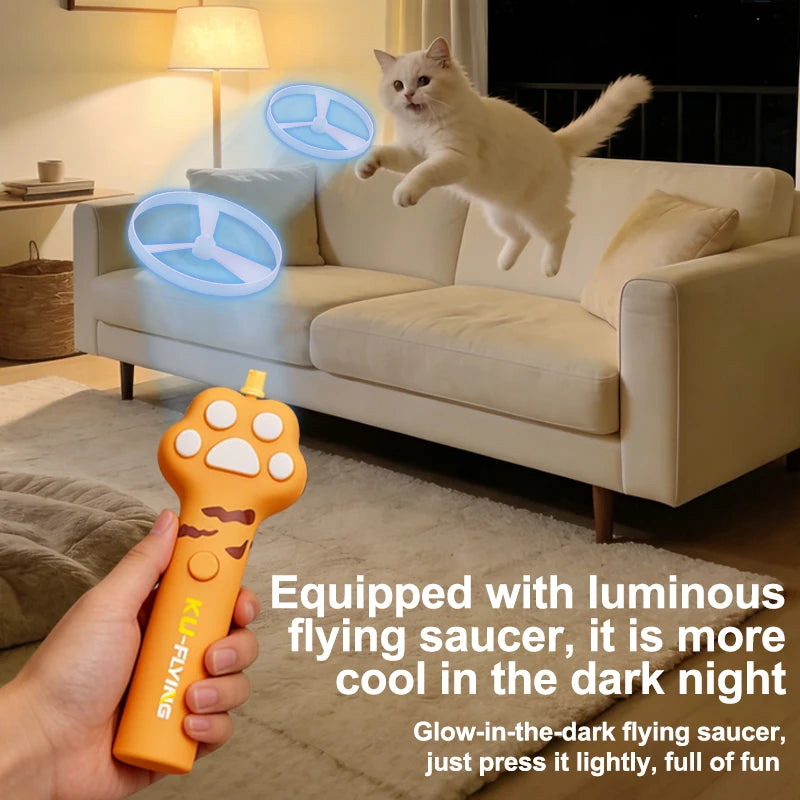 Funny Cat Toy Interactive Launch Pet Training Toy For Kitten Mini Flying Disc Shooting Gun Chasing Games Cat Toys Pet Supplies Quake