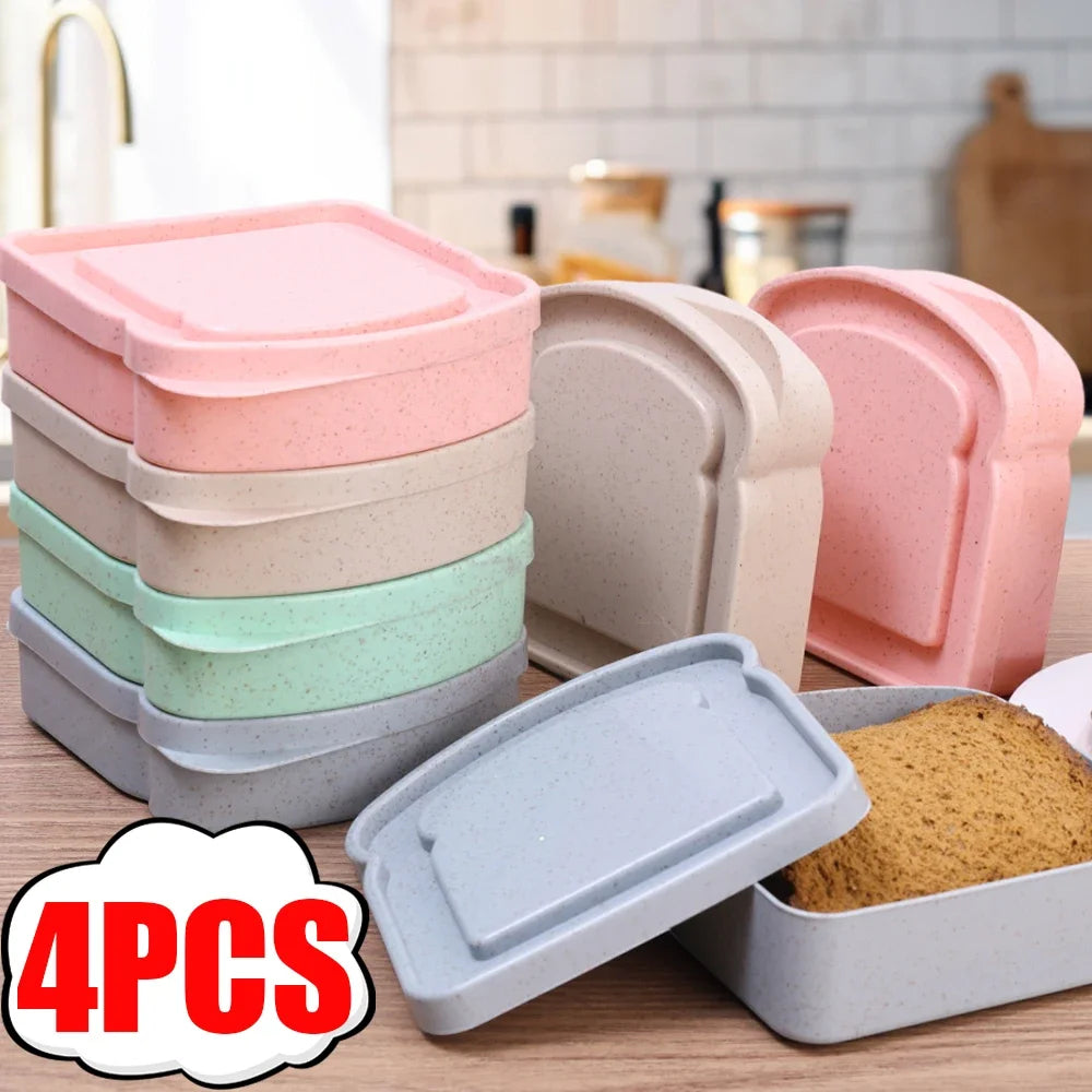 Sandwich Food Storage Case Portable Container Salad Fruits Snack Storage Box with Lid Reusable Microwave Lunch Box Sandwich Case Quake