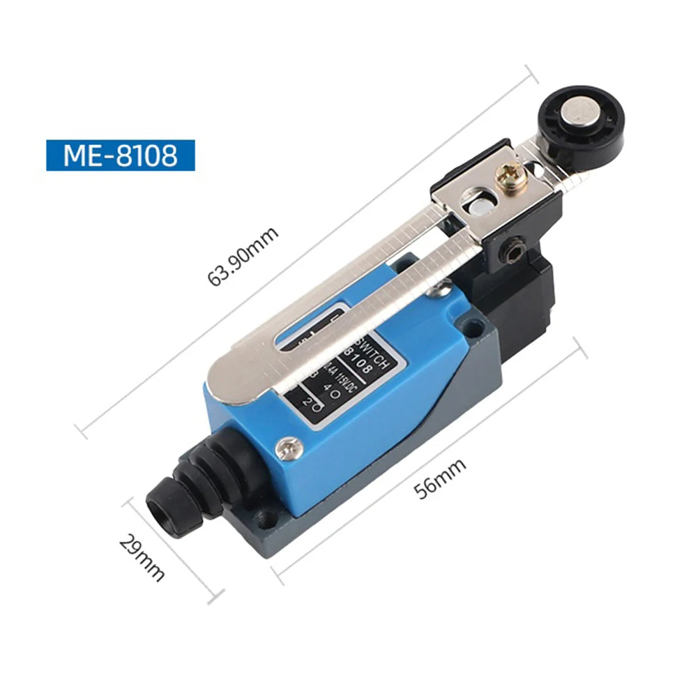 IP65 Waterproof Travel Switch ME-8108 Limit Sensor Switch Limit Switch Rotary Adjustable Roller Lever Arm Travel Switch 1NO1NC Quake
