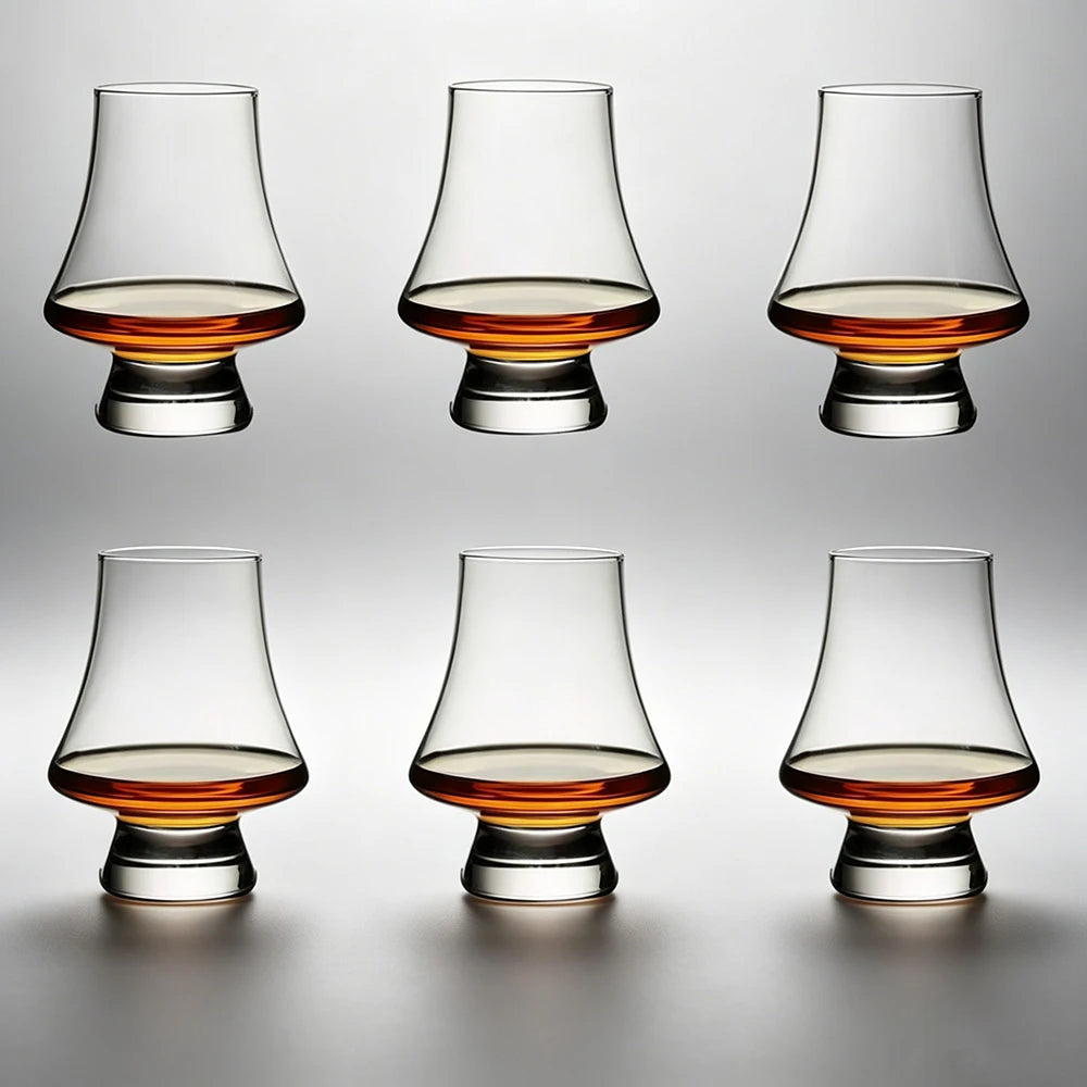 YWDL 250ml Lead Free Crystal Whiskey Glasses Scotch Bourbon Tasting Glass Set Glass Tumbler For Whisky Cognac Brandy Cocktail Quake 6PCS 250ml