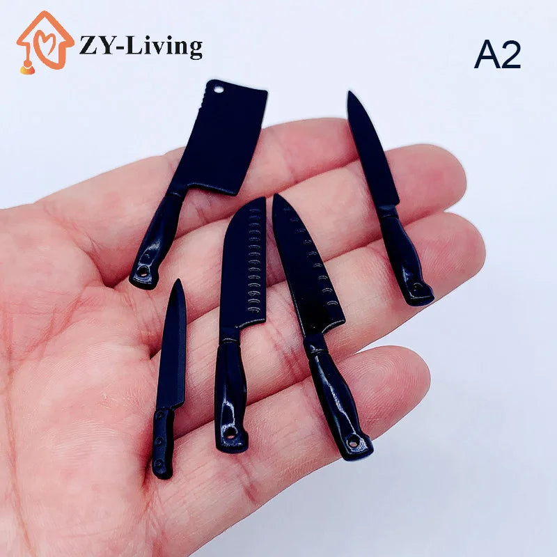 1 Set Doll House Mini Kitchen Knife Cooking Utensils Model for Dollhouse Kitchen Furniture Decoration Accessories Toy Quake