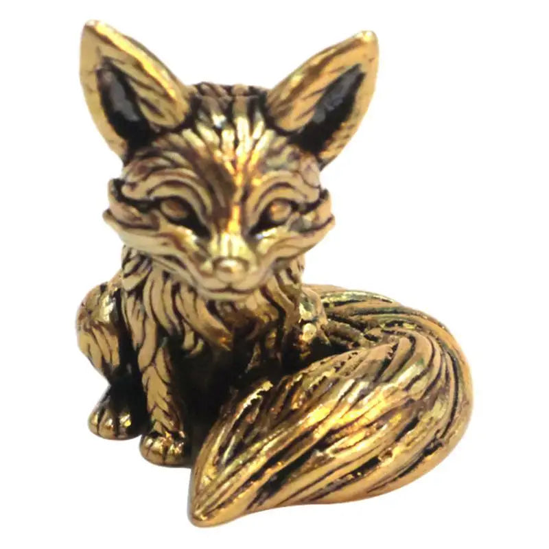 1pc mini Brass fox desktop ornament copper study desktop decoration creative gift crafts small ornament Quake