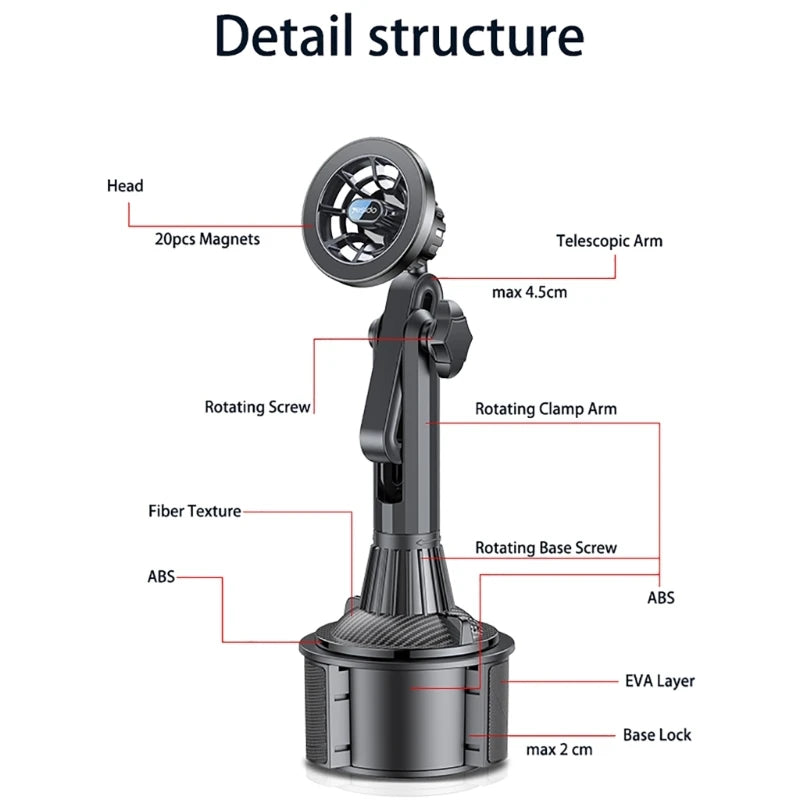 Magnetic Phone Holder Secure Attachment Expandable Arm Phone Mount Stable & Adjust Designs Phone Stand for Vehicle K1KF Quake