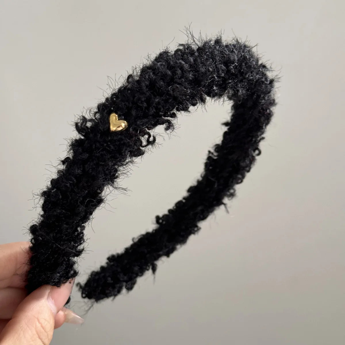 Winter Fleece Plush Headbands Retro Woolen Knitting Hair Band Women Girls Temperament Versatile Hair Hoop Christmas Accessories Quake black