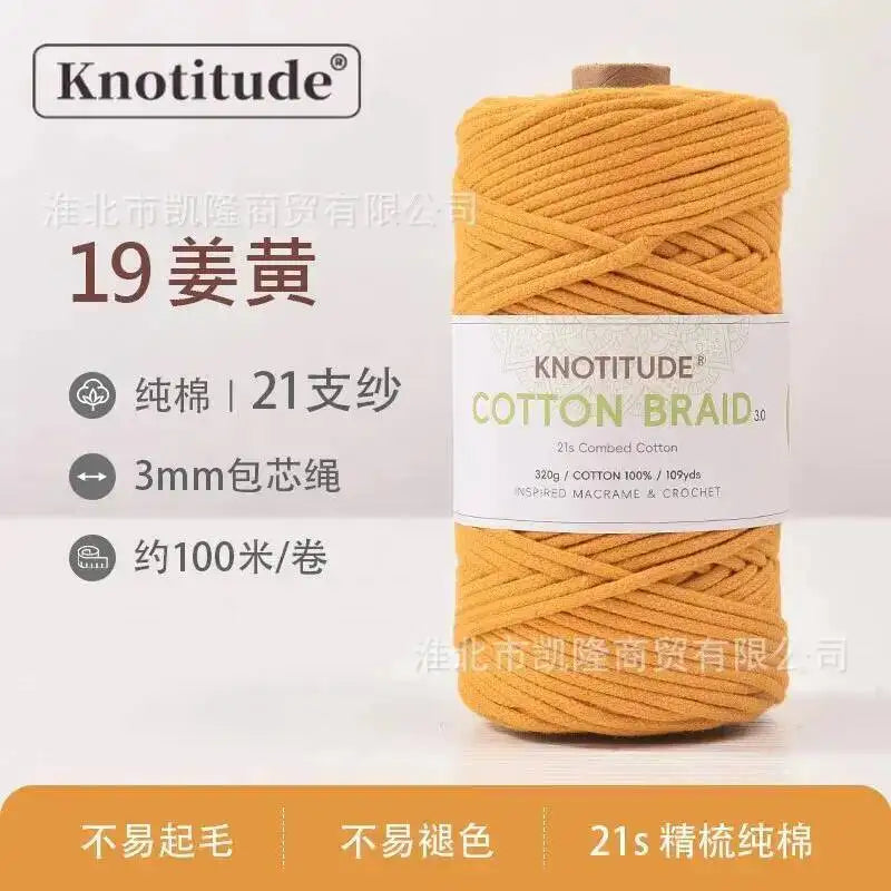 3mm Macrame Braid Cotton Cord 109Yards Pure Cotton Rope For Bracelet Knots, DIY Craft Making 100m Quake