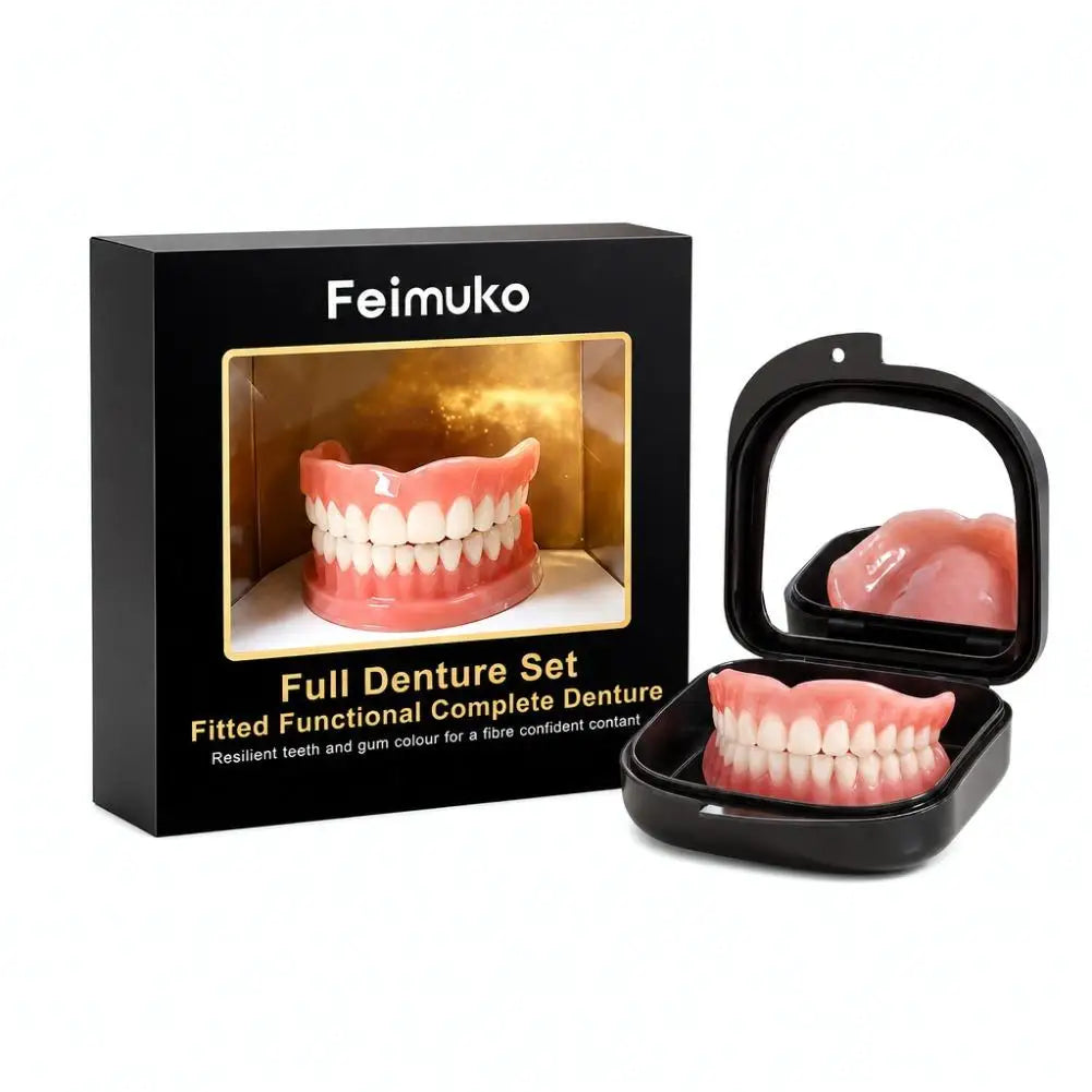 Silicone Fake Teeth Braces Immediate Dentures Comfort Fit Natural Instant Confidence Smile Oral Care for Edentulous Adults Quake 1 set