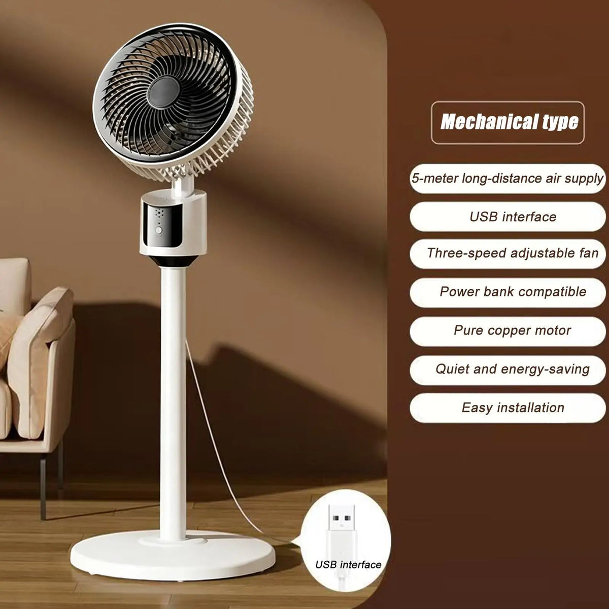 Floor Fans for Home 3 Speed Quiet Large Air Circulation Standing Cooling Fan Room Standing Powerful for Bedroom Study Office Quake