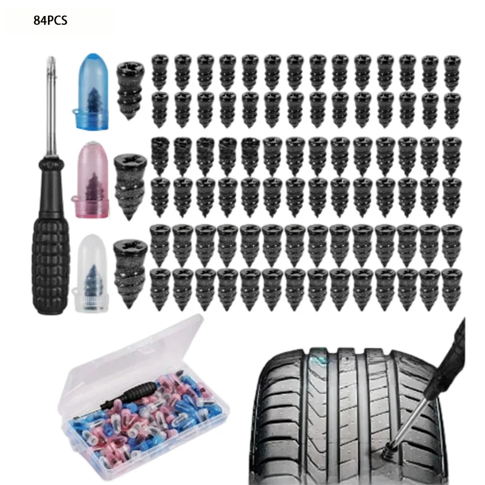 Portable Tire Repair Kit Tire Repair Kit Diagnostic Tool Rubber Nail Kit High-grade Carbon Steel Portable Convenience Quake 84PCS