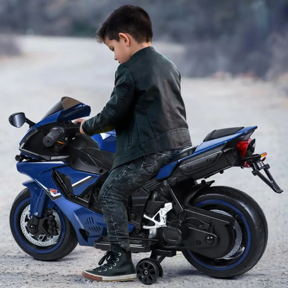 Electric Motorcycle for Kids, Speed Up to 9mph Ride-On Motorcycle with Auxiliary Wheel, Off-Road Dirt Bike for 2-8 Years Old Quake