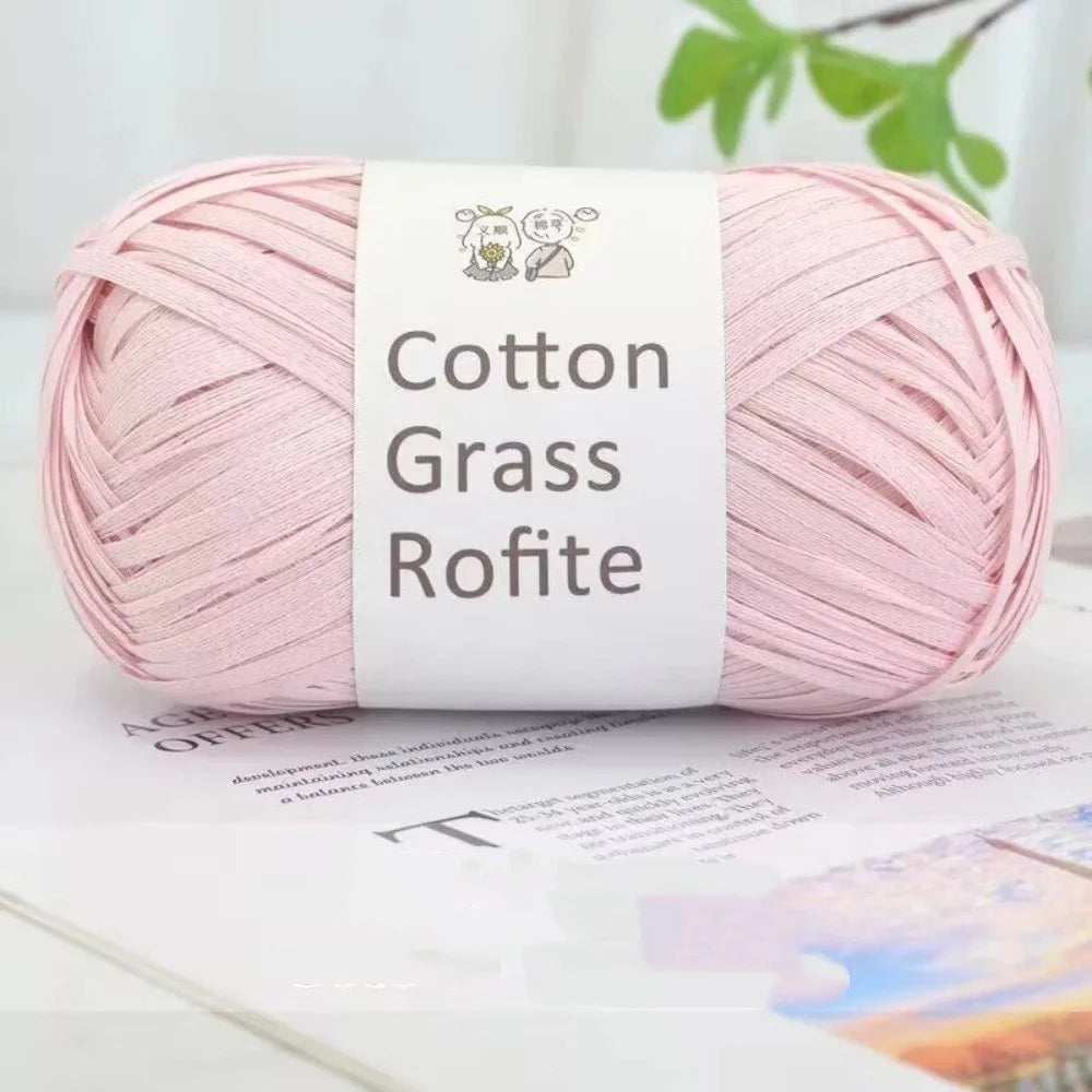 New Multicolour Rafia Yarn DIY Hand-Knitted Crocheting Paper Threads Gift Wrapping Rope Knitting Quake Pink