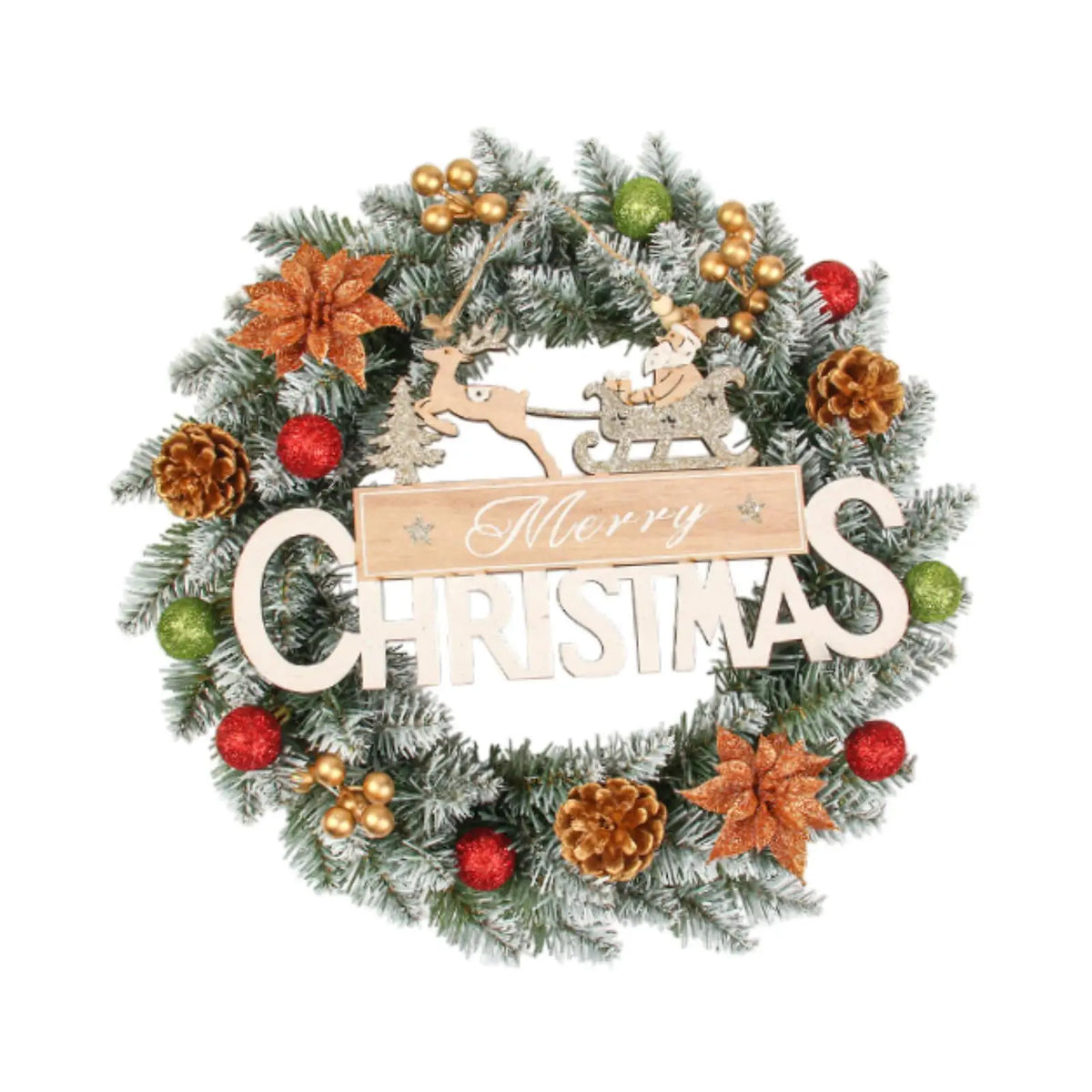 Christmas Wreath Seasonal Garland 19.69inch Realistic Rustic Front Door Wreath for Fireplace Garden Home Thanksgiving Festival Quake Default Title