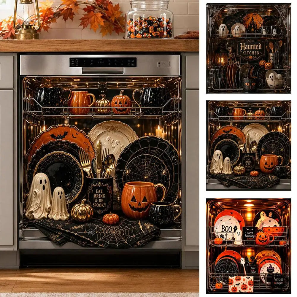 Halloween Dishwasher Magnetic Cover Full Magnet Waterproof Kitchen Appliance Protector for Refrigerator Washing Machine Quake