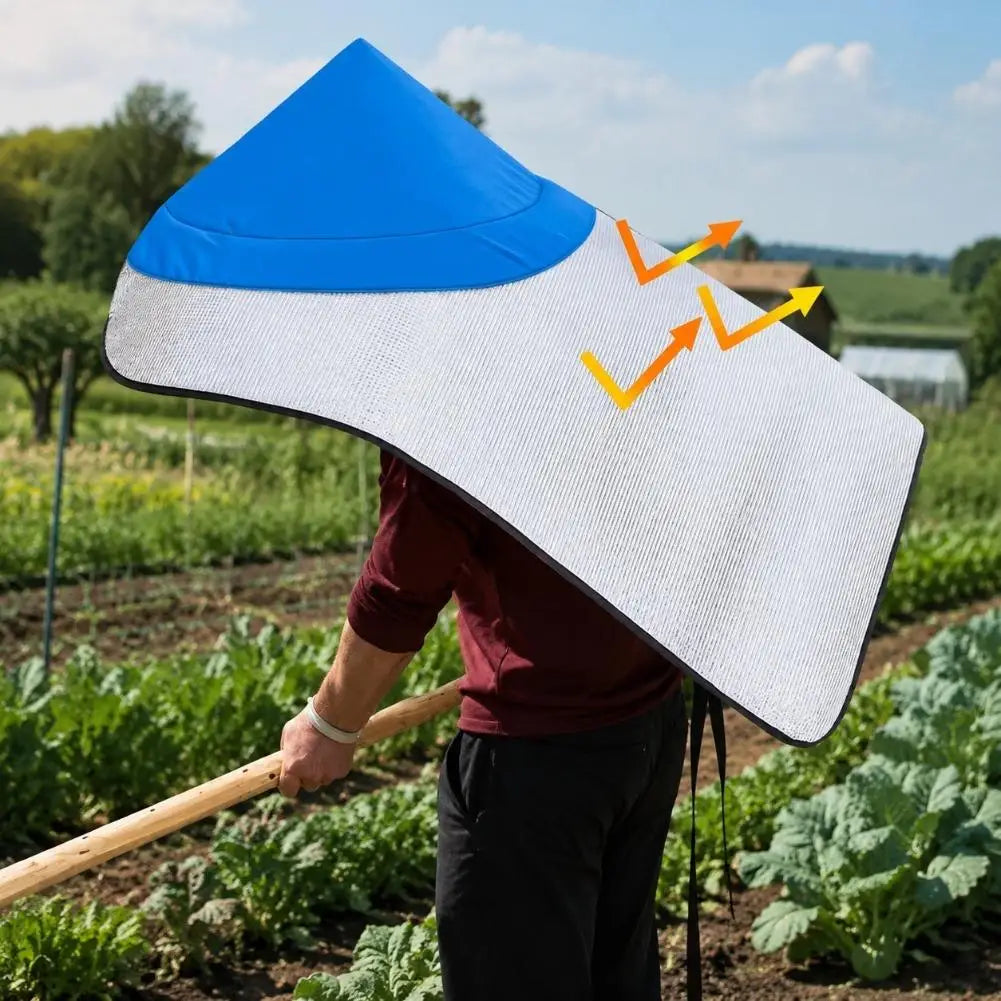 Sun Rain Protection Hooded Cape Breathable UV Hat for Farming Gardening Wide Brim Bucket Hat with Neck Cover Farm Work Quake