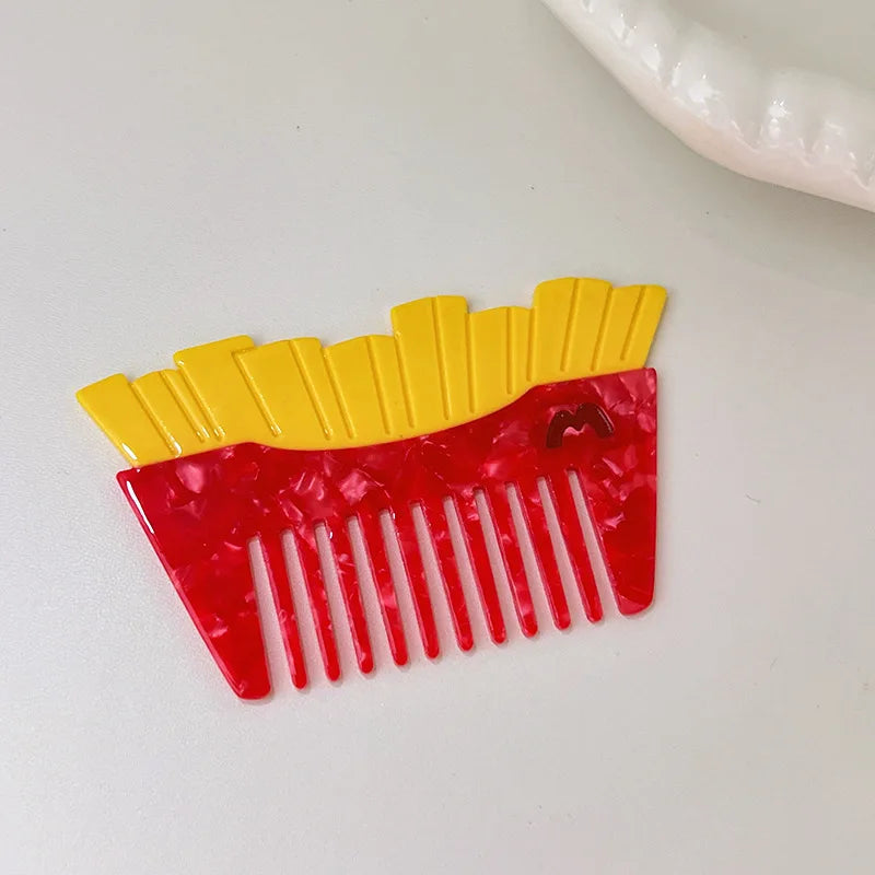 Acetic Acid Wide Tooth Comb Cute Cartoon Animal Detangling Hair Brush Dog Swan Pattern Small Pocket Comb Salon Hair Accessories Quake 21 9.8cmx6cm
