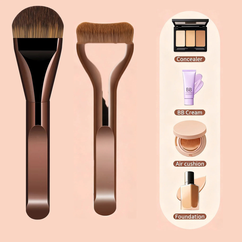 New 2Pcs Professional Foundation Makeup Brushes Soft Dense Hair for Blending Liquid, Cream Flawless Powder Makeup Beauty Tools Quake