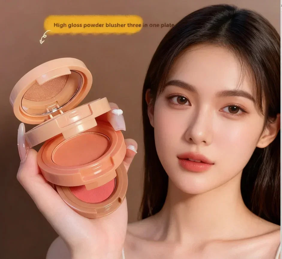 Miss Lara 3-Layer Makeup Palette High-Gloss Blush Pearlescent Matte Finish Multifunctional Valentine's Day Gift for Women Quake