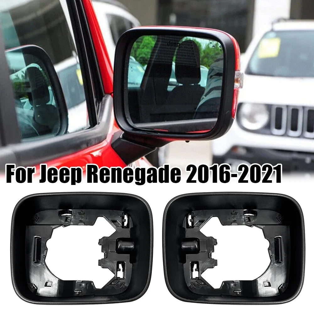 For Jeep Renegade 2016-2021 1x Car Exterior Rearview Side Mirror Frame Cover Holder Case Shell Housing Replacement ABS Vehicle Quake