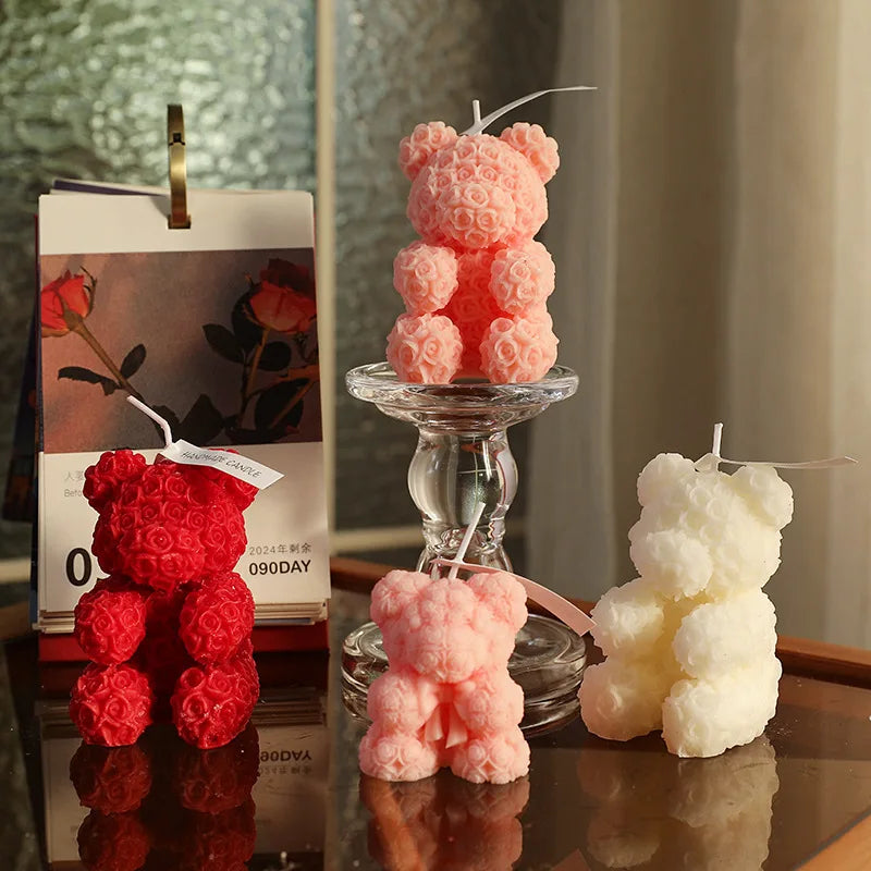 Rose Bear Home Fragrance Premium Atmosphere Birthday Gift Aromatherapy Candles Quake