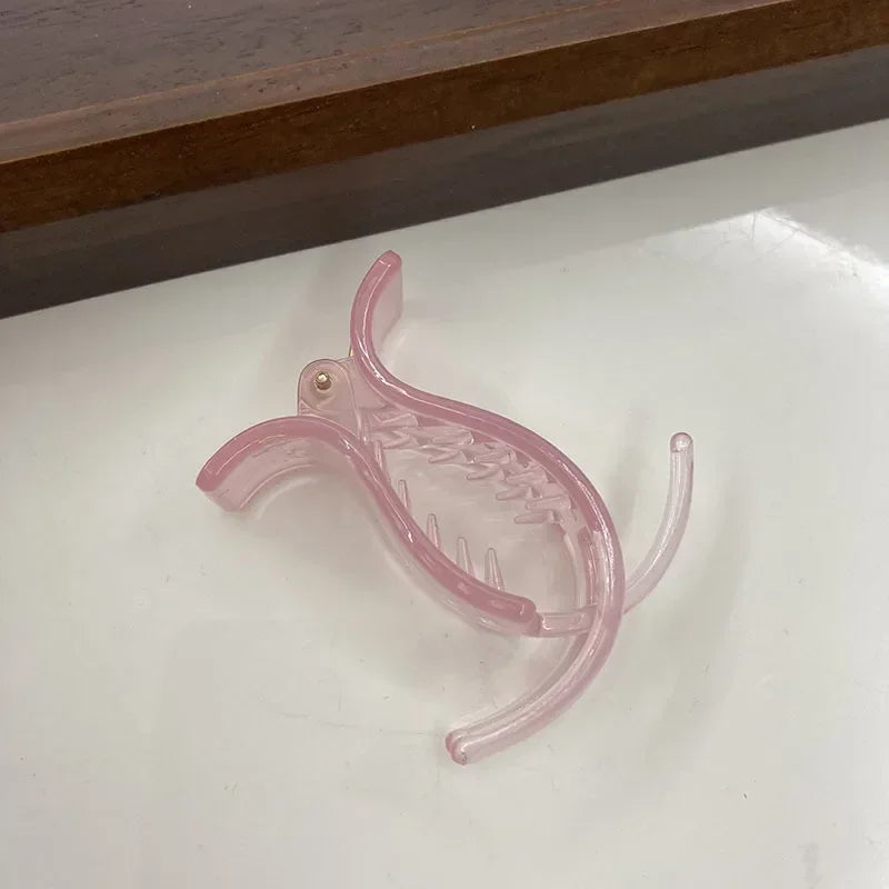 High Ponytail Small Hair Claw Clamp Women Girls Transparent Acrylic Hairpin No Hurt Hair Styling Accessories Headwear Ornament Quake pink