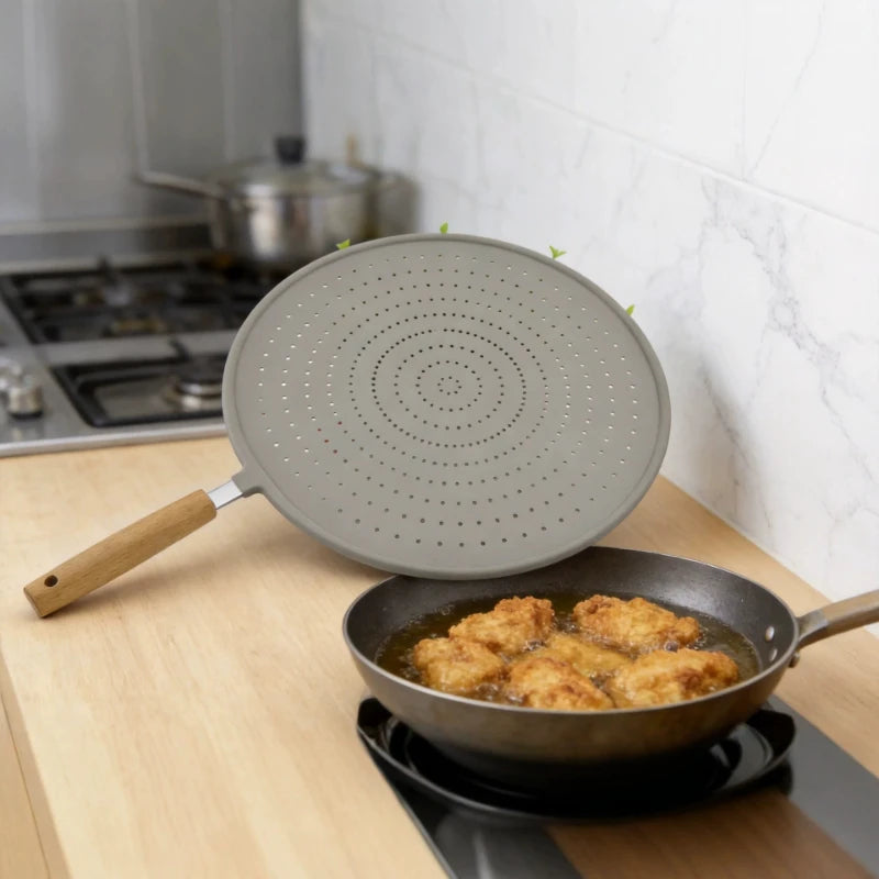 Oil‑Splash Guard Heat‑Resistant Oil Filter Screen Kitchen Anti‑Overflow Pot Cover High Temperature Resistant Cookware Tool Quake