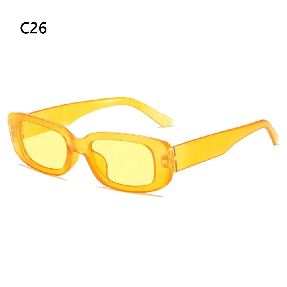 Trendy Narrow Square Frame Y2K Sun Glasses Candy Color UV400 Protection Rectangle Sunglasses Black Shades for Women Men Quake C26