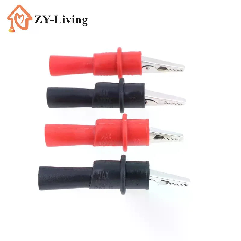 4Pcs Multimeter Test Probe Alligator Clip Insulated Metal Alligator Clamp For Circuit Testing Measurement Maintenance Quake