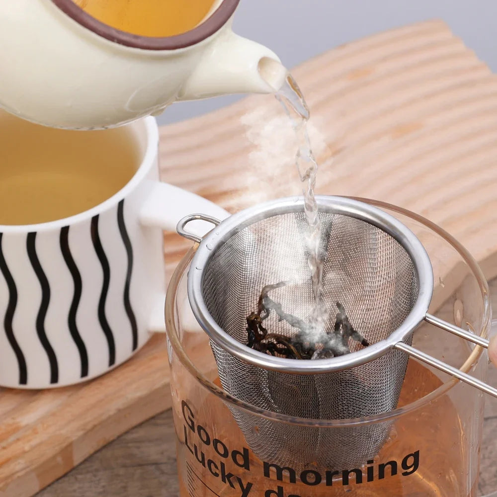 Stainless Steel Tea Infuser Reusable Tea Leak Filter Teapot Strainer Single Ear Shape Coffee Herb Spice Diffuser With Handle Quake
