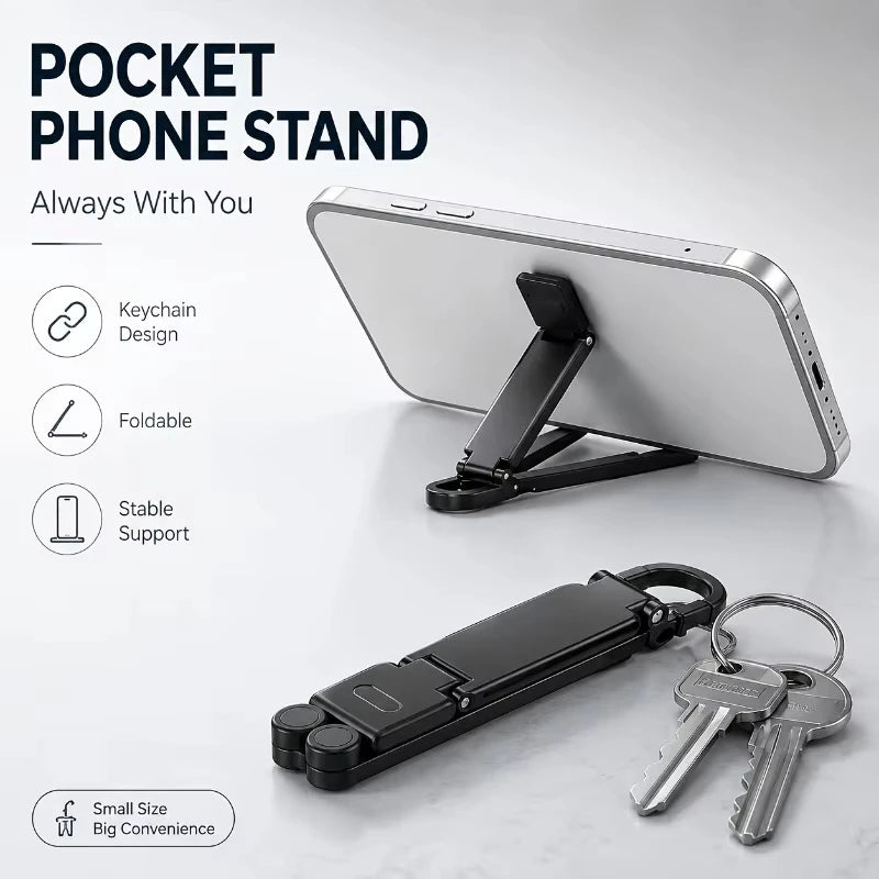 Foldable Keychain Phone Stand Multi-Angle Adjustable Lightweight Universal Phone Holder Triangle Bracket for Travel Quake