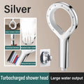High Pressure Shower Head Heart Ring Spray Booster Shower Heads Home Shower Sets Bathroom Rain Shower Mixer Bathroom Accessories Quake Silver and Support