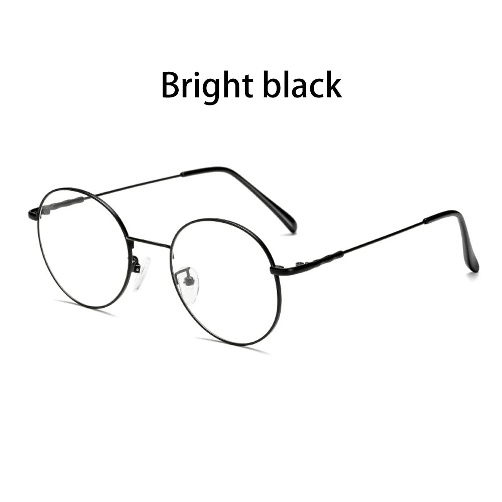 High-definition Blue Light Blocking Glasses Women Men Fashion Classic Metal Round Computer Goggles Anti Blue Rays Nerd Eyewear Quake Bright black