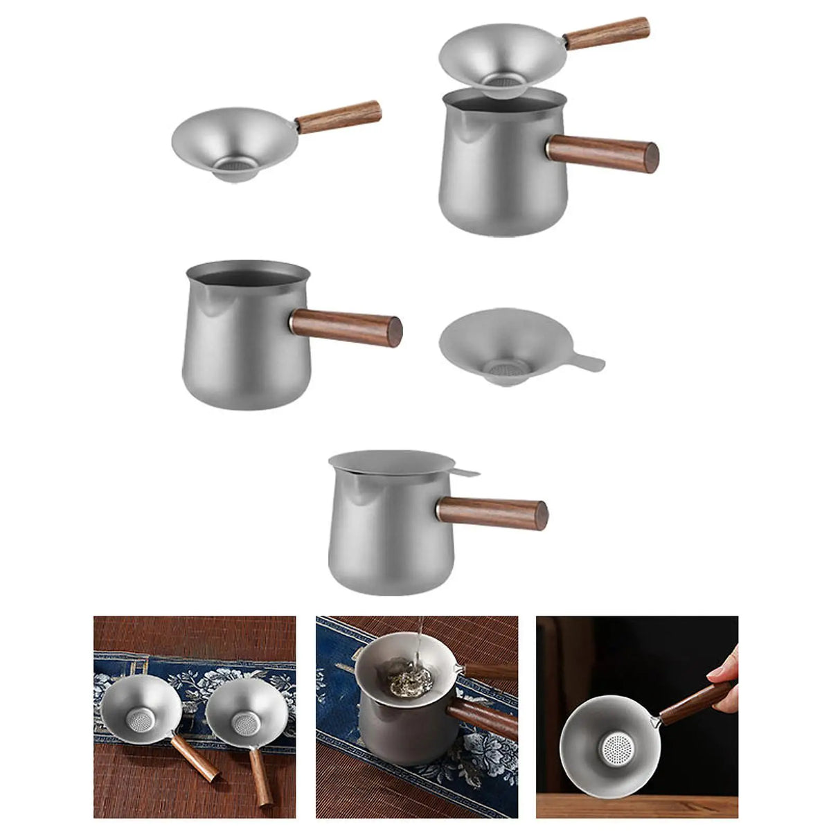 Titanium Tea Maker with Side Handle Fair Cup Multipurpose Kungfu Teapot for Stovetop 11 oz for Office Restaurant Outdoor Camping Quake