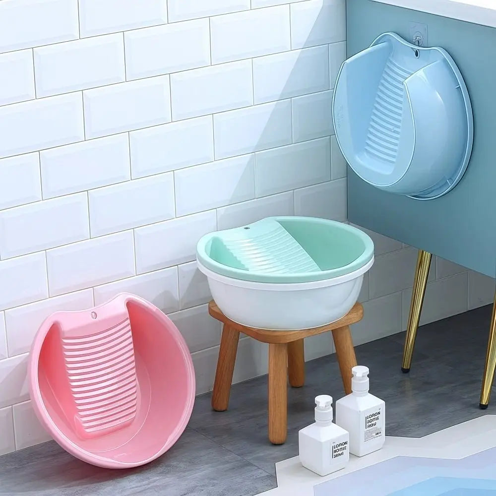 2IN1 Washboard Laundry Basin Plastic Thickened Underwear Cleaning Basin Lightweight Convenient Laundry Tub Hand Washing Clothes Quake