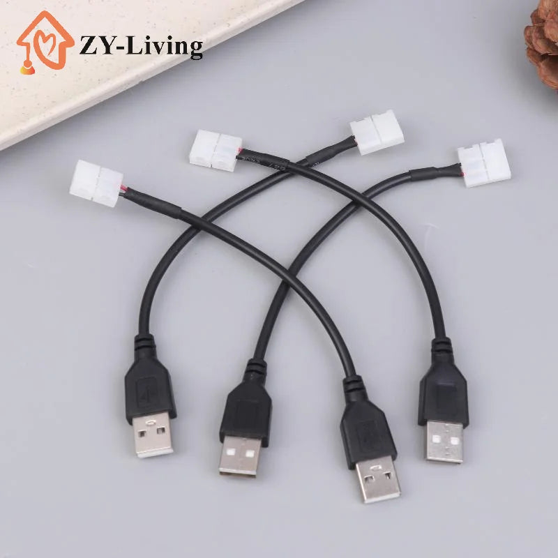 5/10Pcs USB Cable Connector To 2pin 8mm/10mm Free Welding LED Strip Connector LED Ribbon Strip Light Adaptor Quake