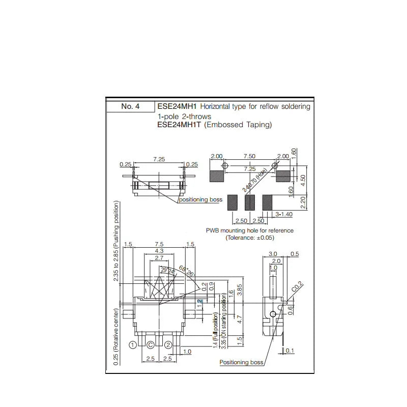 2pcs/lots Genuine ESE24MH1T Miniature Bi-directional Left/Right Detect and Reset Limit Switch SMT 5-pin Quake