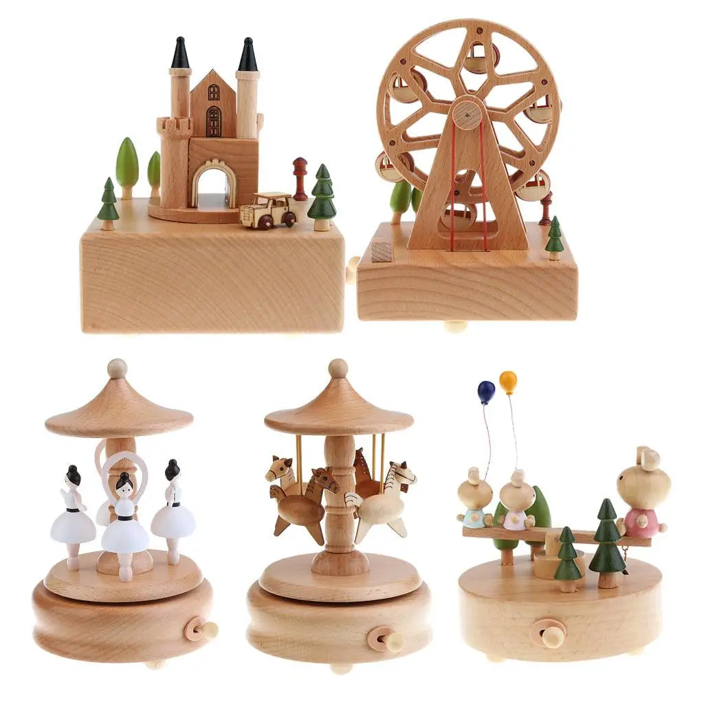Wooden Music Box Wood Craft Decoration Birthday Christmas Gift for Kids Quake