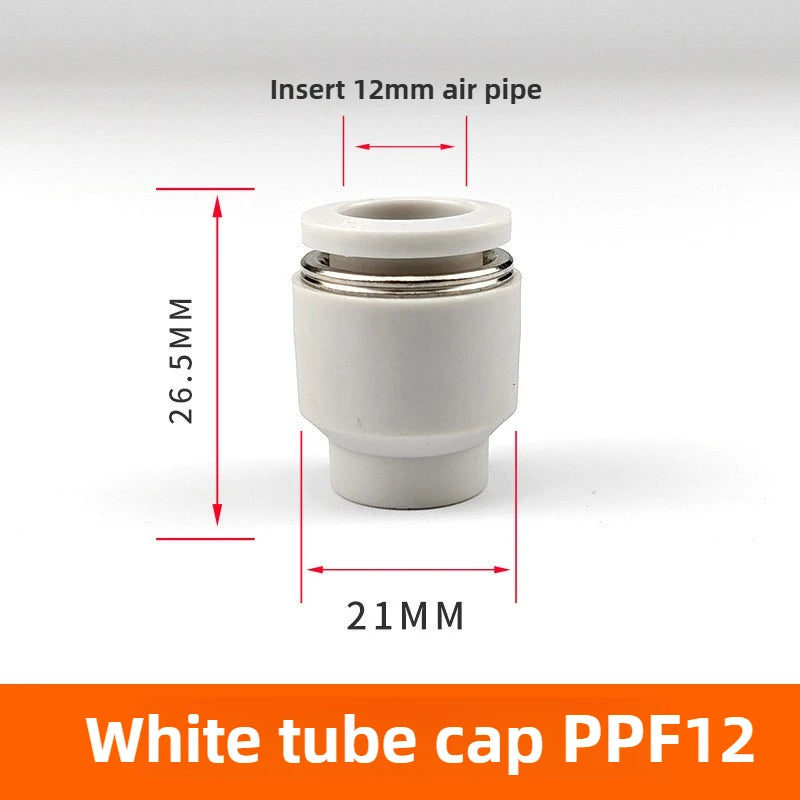 3/5PCS PPF Pneumatic Joints PPF Pipe Caps, Straight-through, Quick Plug Air Hoses, Caps, Pipe Plugs,4/6/8/10/12/14/16 Pipe Plugs Quake PPF-12(White) 5pcs