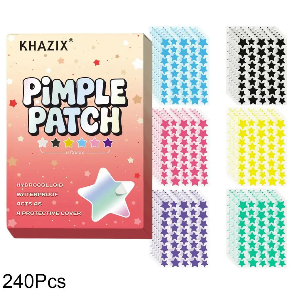 Colorful Stars Pimple Patches, 240/280PCS Cute Acne Blemishes Covering Stickers Invisible Hydrocolloid Acne Patch Zit Stickers Quake D-240pcs