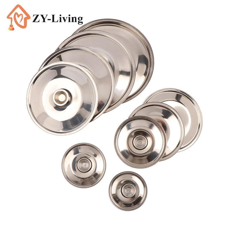 1Pcs Kitchen Stainless Steel Round Pot Lid Replacement , 10/12/14/16/18/20/22/24/26cm Saucepan Cover Quake
