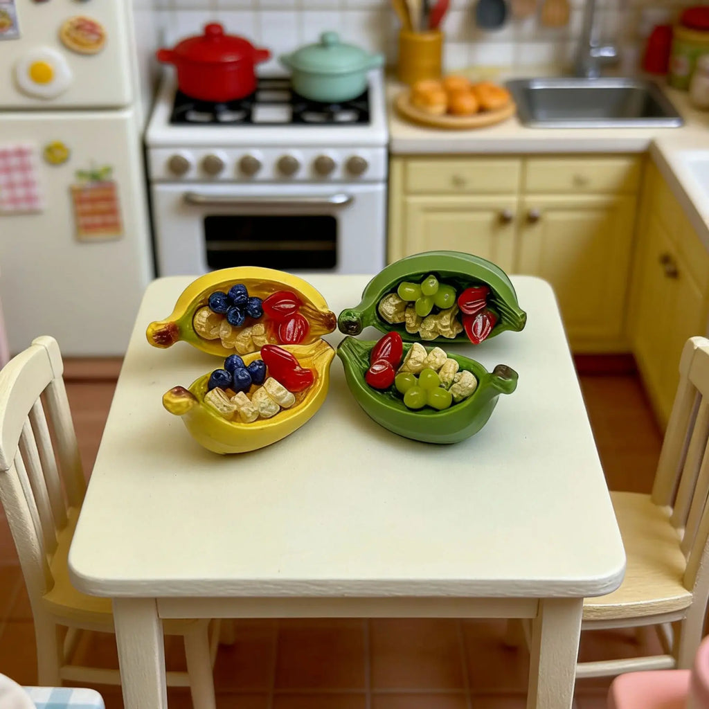 10Pcs Dollhouse Miniature Banana Fruit Pie Resin For Kitchen Furniture Model DIY Micro Landscape Scene Decor Ornament Accessorie Quake