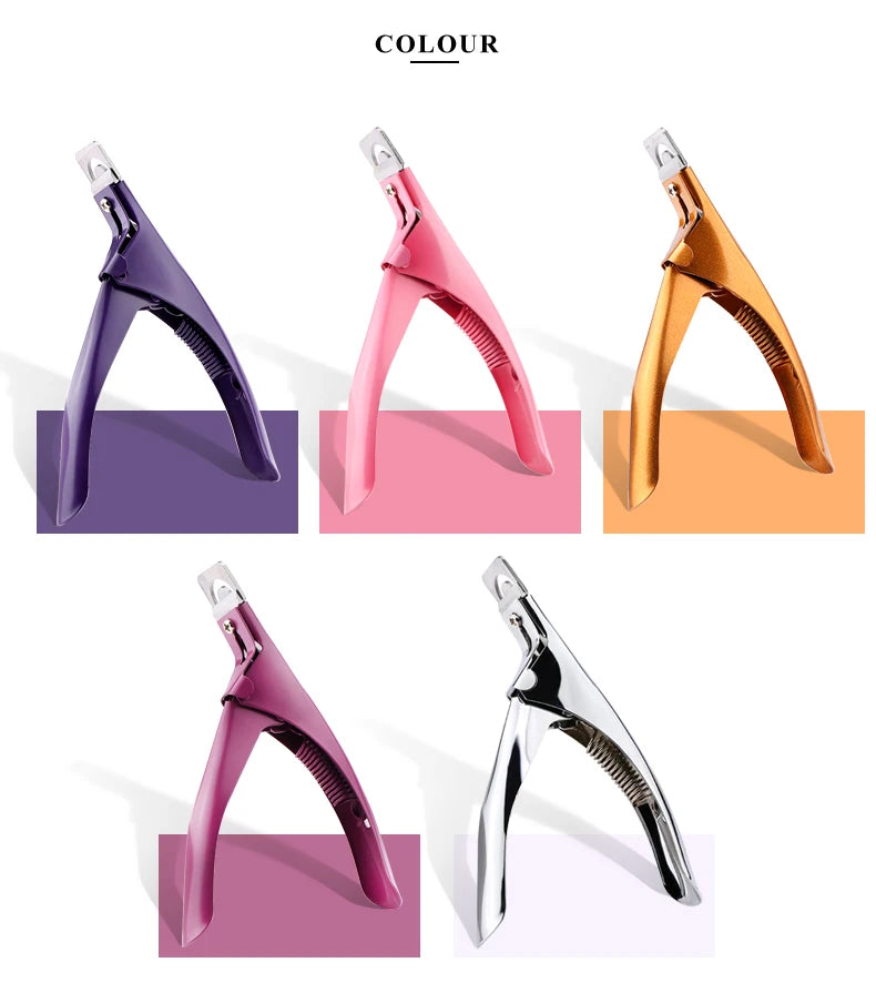 vvocci Professional U-Type Acrylic Fake Nail Clipper & Edge Trimmer, Stainless Steel Manicure Tool for Nail Art & Salon Use Quake