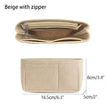 1Pcs Durable Storage Bags Insert Bag Felt Multi-Pocket Linner Bag Travel Portable Bag Organizer for Longchamp Mini Bag Quake beige with zipper