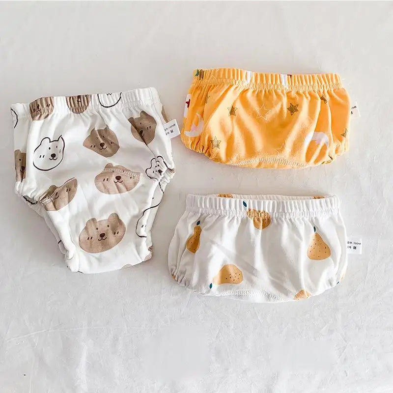 8-18KG Nappy 3 Pieces/lot Baby Training Pants 6 Layers Bebe Cloth Diaper Reusable Washable Cotton Elastic Waist Cloth Diapers Quake B106 011 M(8-12KG)