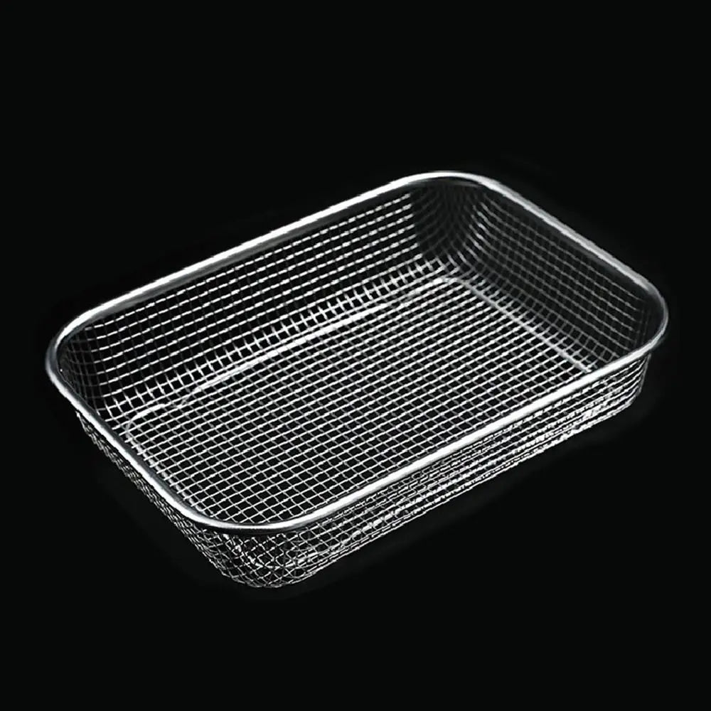 New Stainless Steel Washing basket Sink Strainer Colander Square Storage Baskets Handles Kitchen Supplies Net Baskets Quake 37.5x27.5cm-Type 1