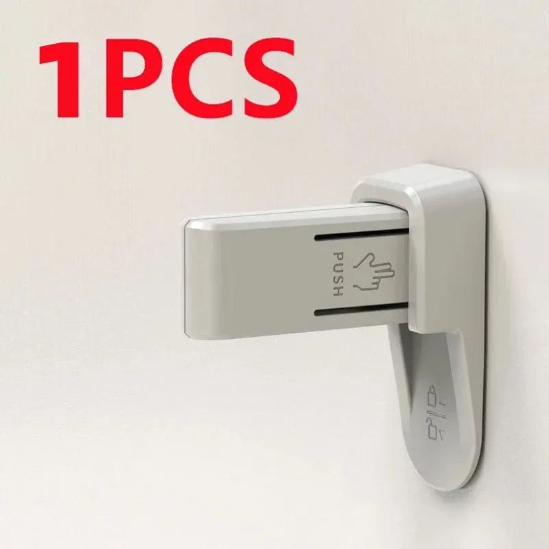 vvocci Home Universal ABS Protection Device for Children Easy to Install Anti-open Handle Locks Door Lever LockSafety Doors Lock Quake B157 Gray-1PCS